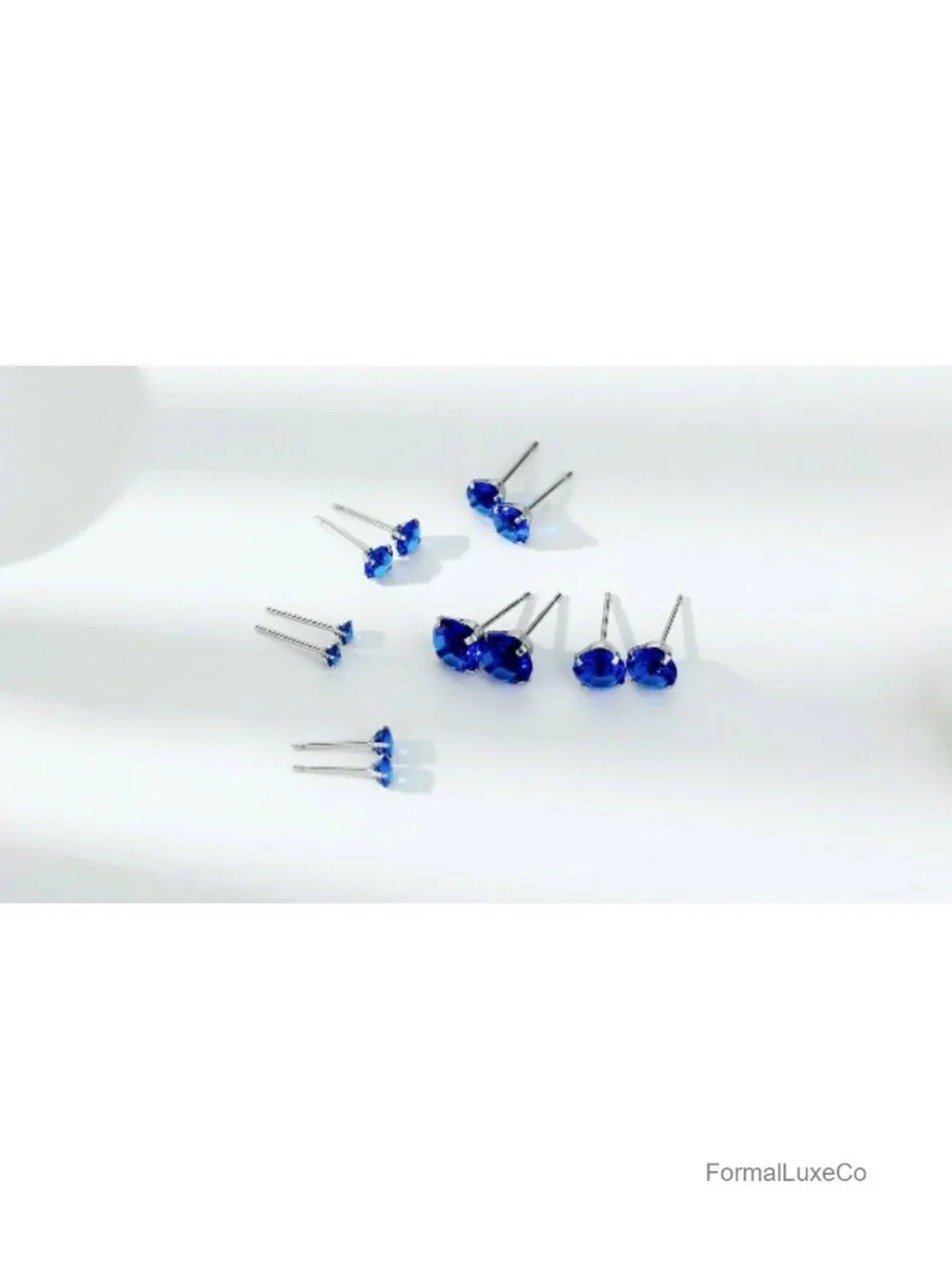 6 Pairs CZ Stud Earrings Set 316L Surgical Steel Hypoallergenic 3-8mm